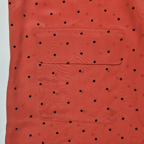 Equipment Femme Lucida Hibiscus Red 100% Silk Shirt Dress Size Medium Star Print - Picture 10 of 16